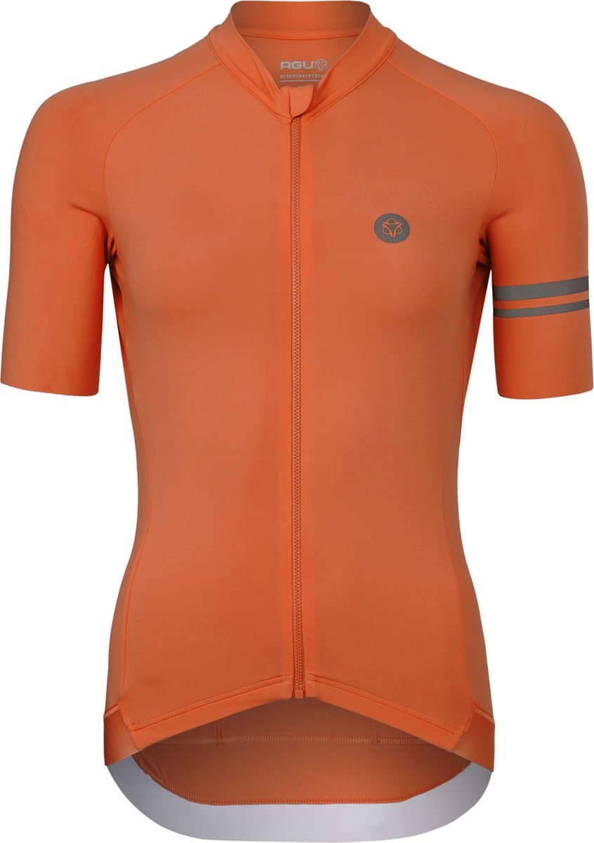 AGU Solid - Fietsshirt Dames - Wielrenshirt - Oranje - 4Way stretch - Laser afgewerkte mouwen - YKK rits - Met zakken - Siliconen gripper - XL - Afbeelding 1