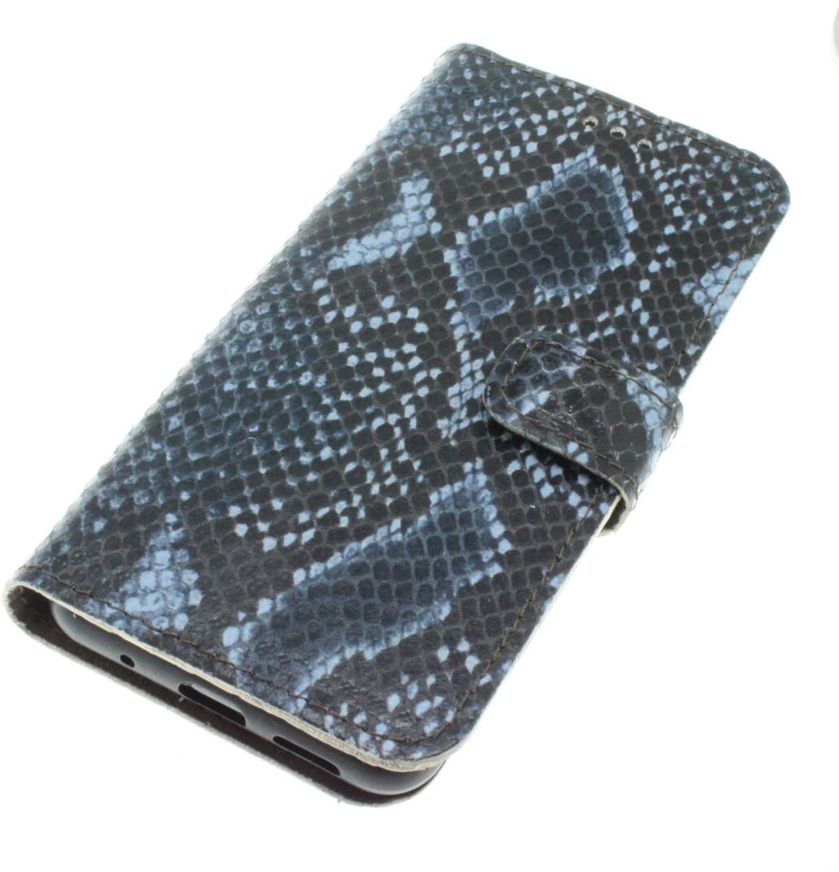 Samsung Galaxy S24 FE blauwgrijze slangenprint geitenleer hoesje Nr-64 - Afbeelding 1