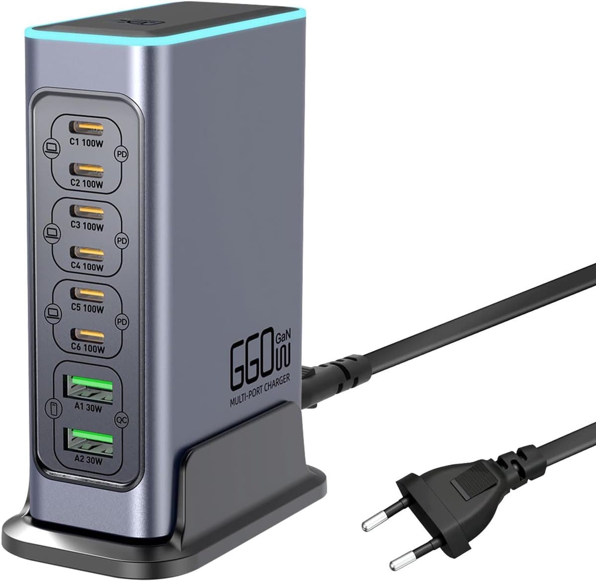 660W USB Opladestation - 8 Poorten (6 USB-C + 2 USB-A) met Snelladen, Compacte Oplaadhub geschikt voor Meerdere Apparaten, Geschikt voor MacBook, iPad, iPhone 16/15/14, Galaxy S22/S20, DELL, HP - Afbeelding 1
