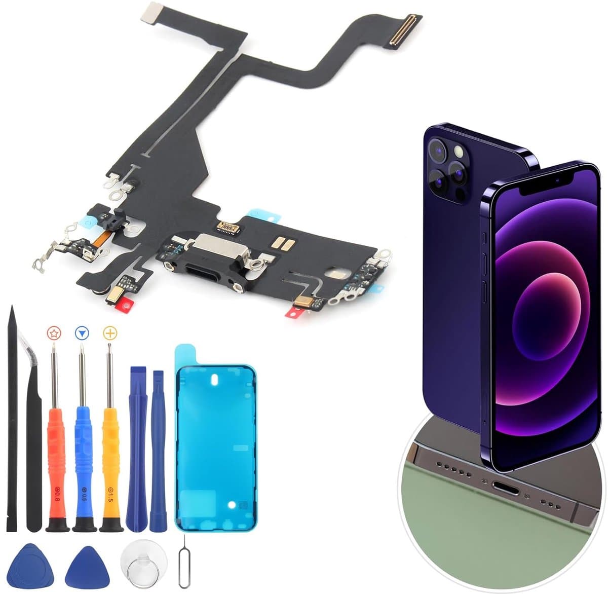 Oplaadaansluiting compatibel met iPhone 13 Pro USB dock connector voor iPhone 13 Pro flexibele kabel oplaadpoort oplaadbus vervanging - Afbeelding 1