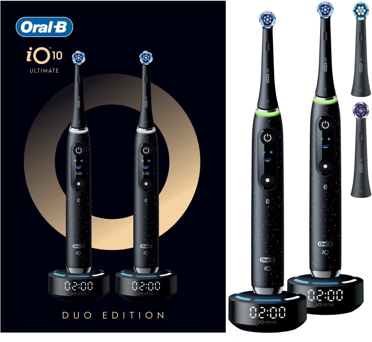 Oral-B iO 10 - Elektrische Tandenborstel - Duopack - Zwart en Zwart - 4 opzetborstels - Afbeelding 1