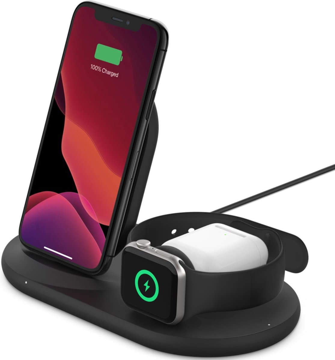 Belkin 3-in-1 Qi Draadloze oplader voor iPhone - 10W - zwart - Afbeelding 1