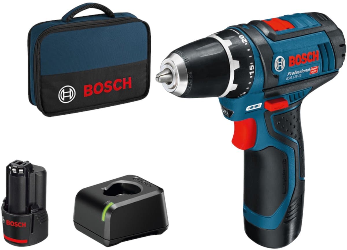 Bosch Professional GSR 12V-15 Accuboormachine - Met 12 V (2.0 Ah) accu en lader - Afbeelding 1