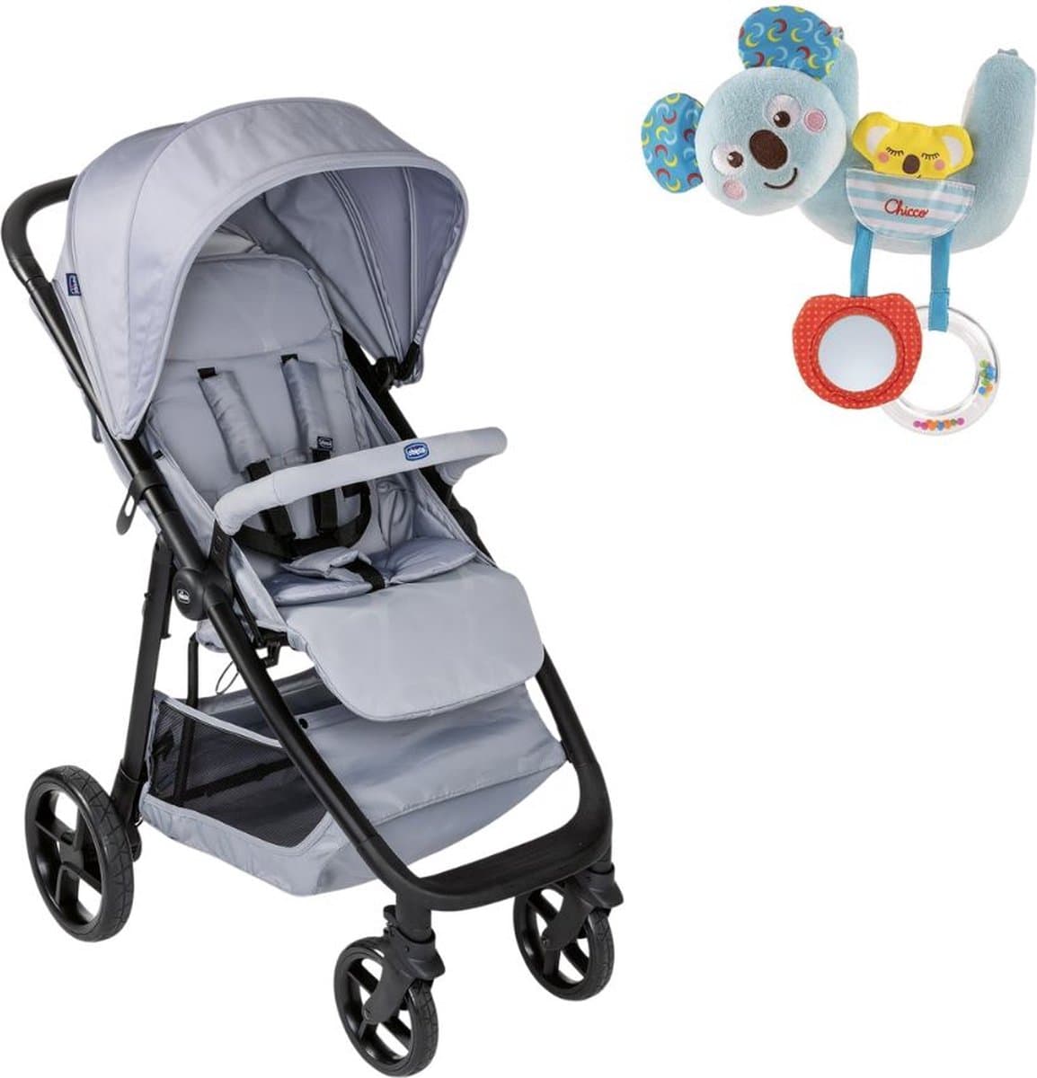 Chicco bundel - Buggy Multiride - Light Grey & Rammelaar - Koalabeer - Te bevestigen aan kinderwagen - Afbeelding 1