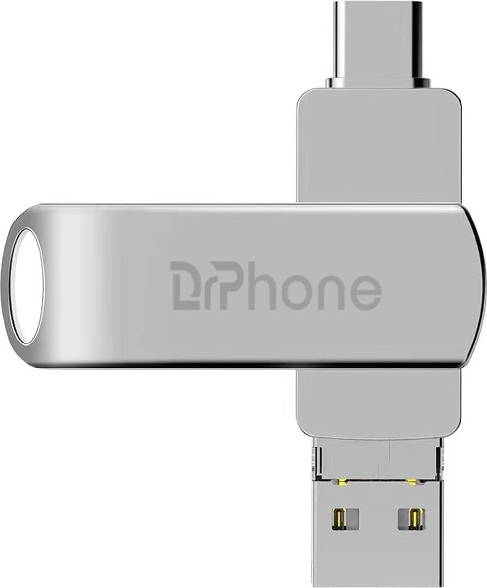 DrPhone FDS6 4 in 1 USB C Flash Drive – USB Stick 512GB - Memory Stick – OTG -USB 2.0 – Lightning- Micro USB voor o.a iPhone / iPad / Android / PC /Laptop - Afbeelding 1