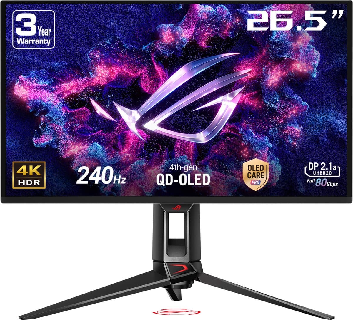 ASUS ROG Swift OLED PG27UCDM - 4K QD-OLED Gaming Monitor - DP2.1 - USB C 90W Power Delivery - 240Hz - 27 Inch - Afbeelding 1