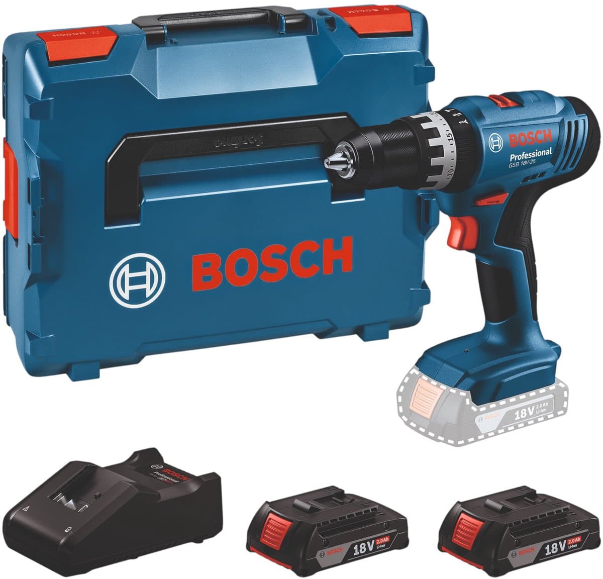 Bosch Professional PRO GSB 18V-25 Accu klop-/schroefboormachine 2x 2.0Ah - 06019K9302 - Afbeelding 1