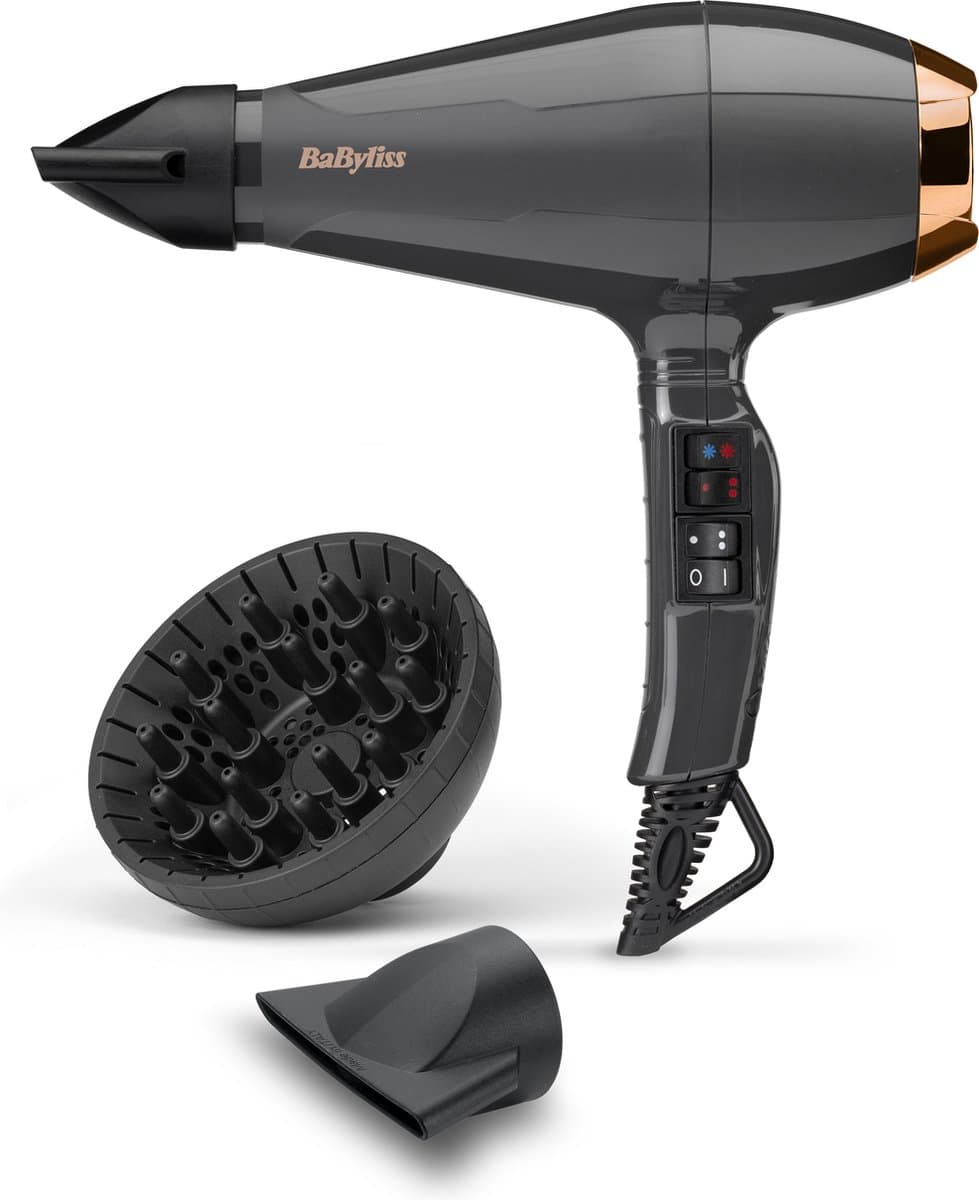 BaByliss Air Pro 2200 Föhn 6719DE - Ionische anti-pluis functie - Diffuser + 2 blaasmonden - Afbeelding 1