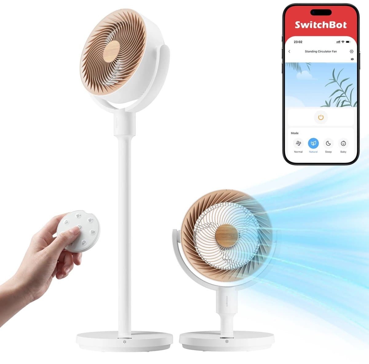 SwitchBot Staande Circulatieventilator – Oplaadbare Slimme Ventilator met Afstandsbediening en App – Wit - Afbeelding 1