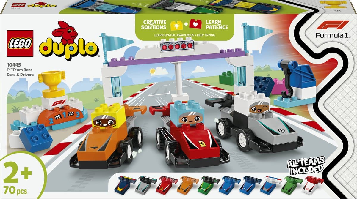 LEGO DUPLO Stad F1 team racewagens en coureurs Educatief Speelgoed met Formule 1 Auto's 10445 - Afbeelding 1