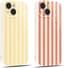 2 stuks hoesjes voor iPhone 15 van 6,1 inch, telefoonhoes met esthetisch, gestreept patroon voor meisjes, schattig design, glanzend, mat, beschermhoes, beige, siliconen case, stootvast