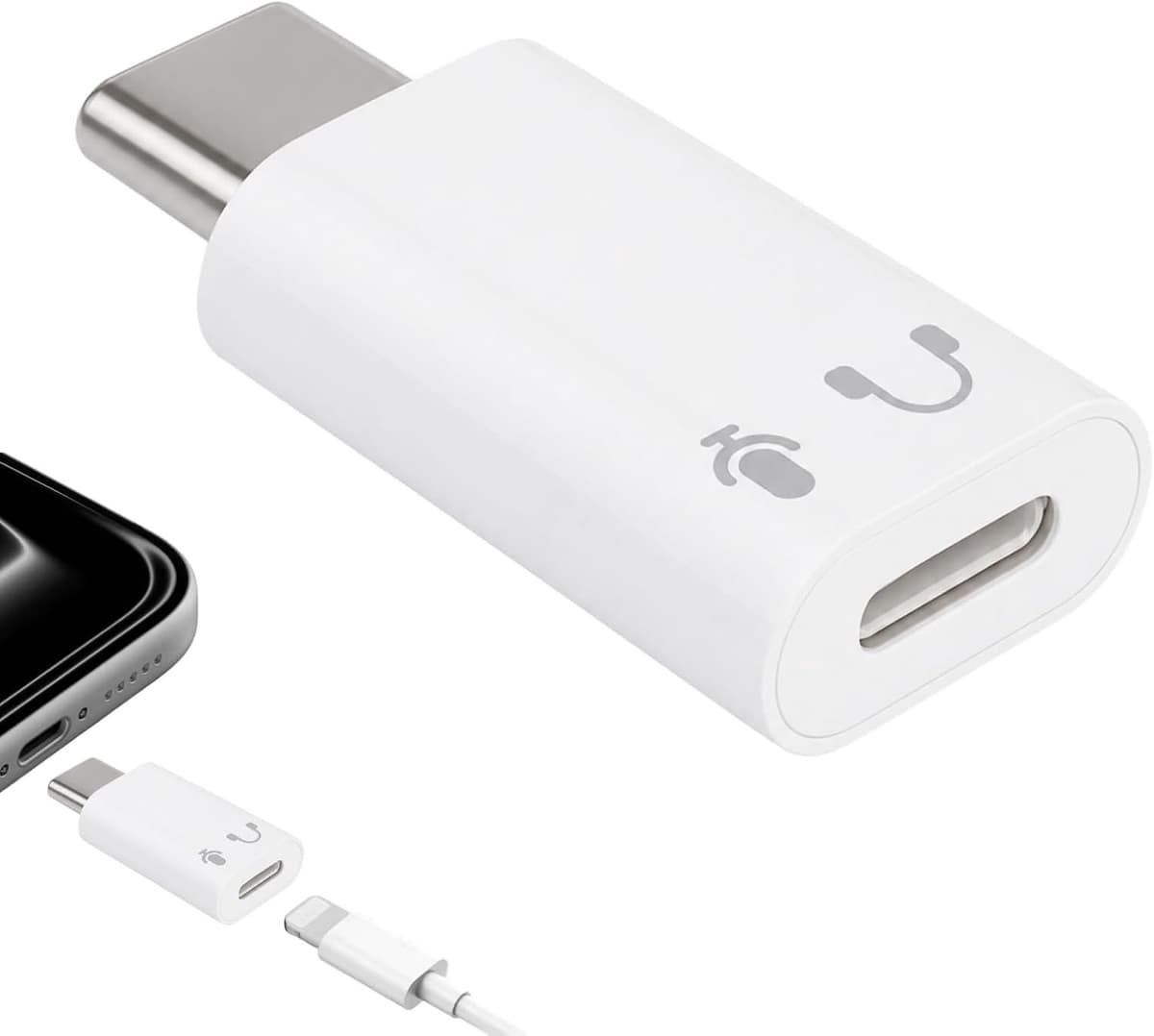 1 stuk USB-C naar hoofdtelefoonaansluiting audio-adapter – hoofdtelefoonadapter voor iPhone/iPad/MacBook, apparaataansluiting op USB-C-adapter met DAC-chip, alleen audio, geen opladen, wit - Afbeelding 1