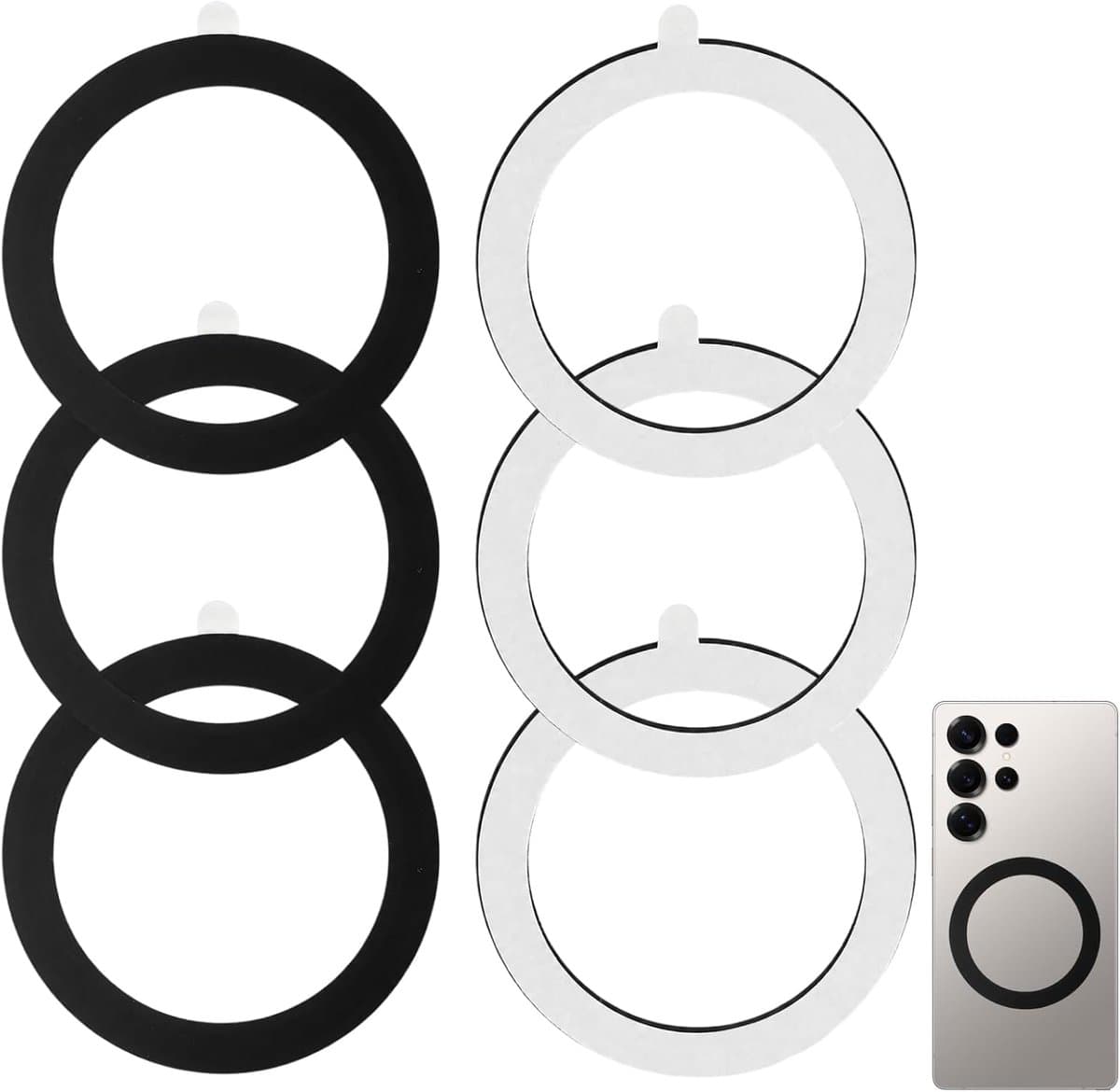 6 stuks magnetische ringen, compatibel met magnetische oplader, universele ring, oplader, draadloos, ultradun, zelfklevend, voor iPhone/Samsung/telefoonhoesjes voor Android - Afbeelding 1