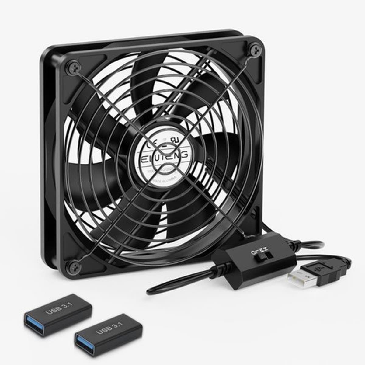 USB-ventilator, 120 mm, pc-ventilator met 2 USB-aansluitingen naar type-C-aansluitingen, 3 instelbare snelheden, 5 V, stille USB-ventilator, compatibel met laptop/tv-box/router/DVR/PS4/PS5 - Afbeelding 1