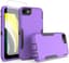 Hoesje voor iPhone SE 2022/SE 3 2022/iPhone SE 2020/iPhone 7/iPhone 8 met Gehard Glas Schermprotector, Extra Stevige Dubbele Laag Beschermhoes Schokbestendige hoes voor iPhone 8 Paars Zwart