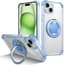 Telefoonhoes voor iPhone 15 Plus Hoes Transparant met Standaard, Robuust Schokbestendig Krasbestendig Anti-vergeling Heldere Beschermhoes Dunne Clear Case (Blauw)