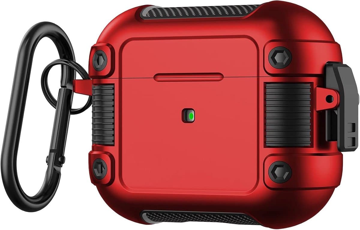 Robuuste Beschermhoes met Karabijnhaak voor AirPods Pro (2019) - Volledige Bescherming en LED Zichtbaar - Afbeelding 1