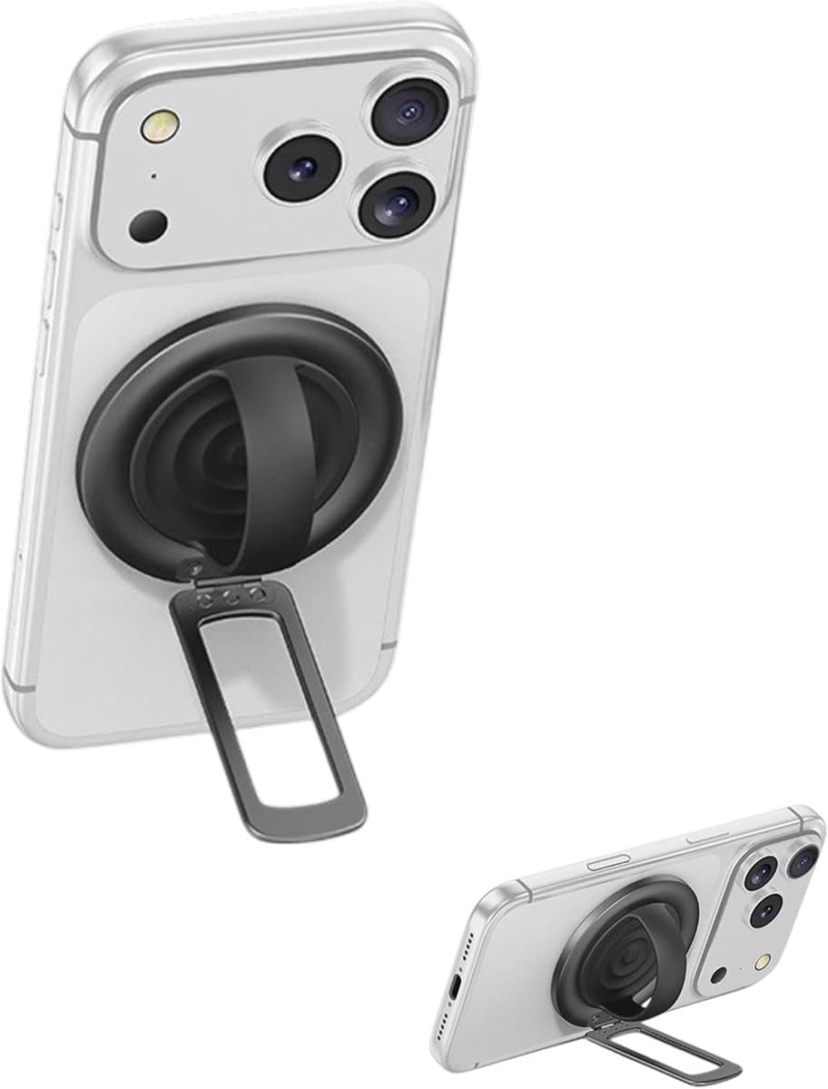 Telefoonhouder met ring en basis, veiligheidsring van zachte siliconen en antislip handgreep, verstelbare magnetische telefoonhouder voor iPhone Android - Afbeelding 1
