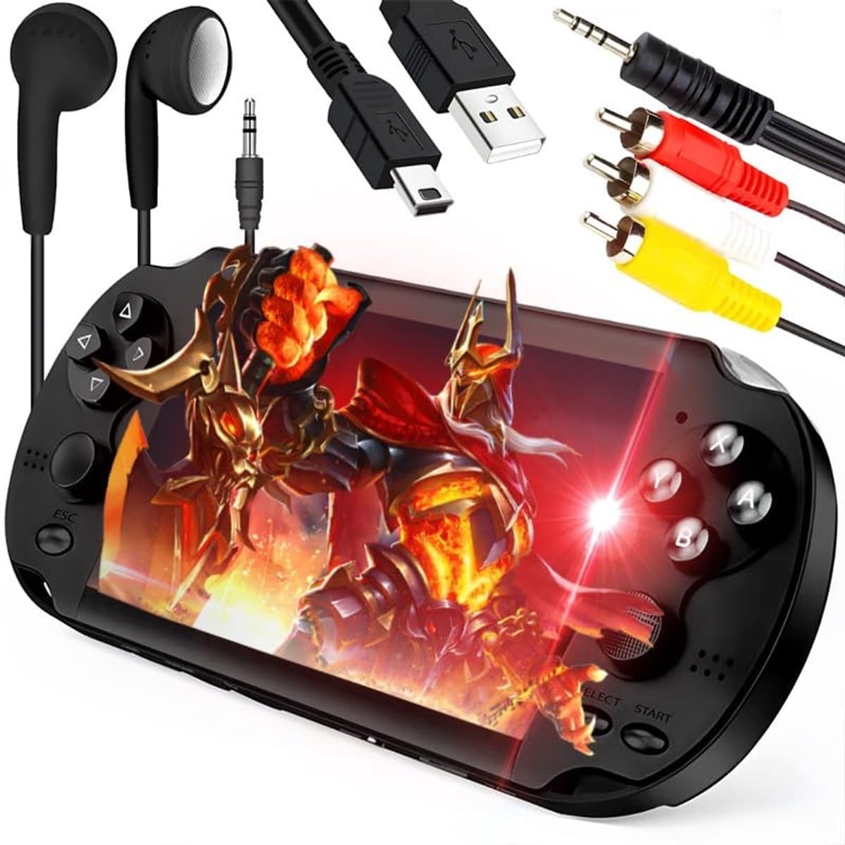 JHUBERS- Gameconsole 5,1 inch HD-display - Draagbare Retro Gameconsole - 1000+ Games - SD-kaartlezer - Hoofdtelefoon Inbegrepen - Ideaal voor Kinderen en Volwassenen - Handheld Console - Afbeelding 1