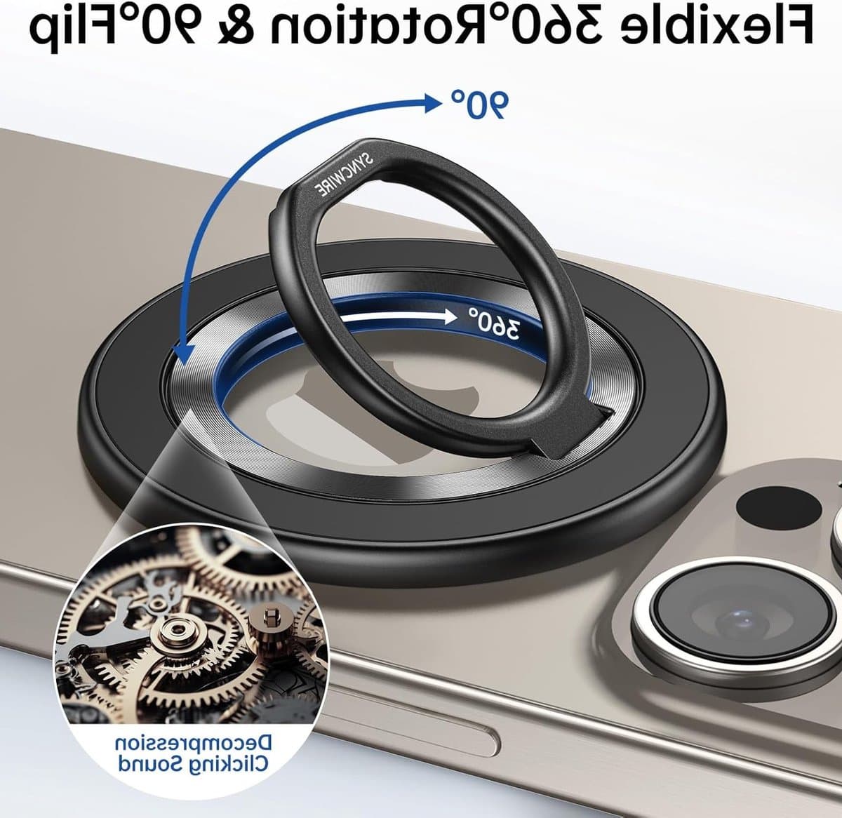 360° Rotatable Mobiele Telefoon Ringhouder, 2 Stuks, Dubbelzijdige Magnetische Houder, Geschikt voor iPhone en Android, MagSafe Accessoires en Smartphone Steun - Afbeelding 1