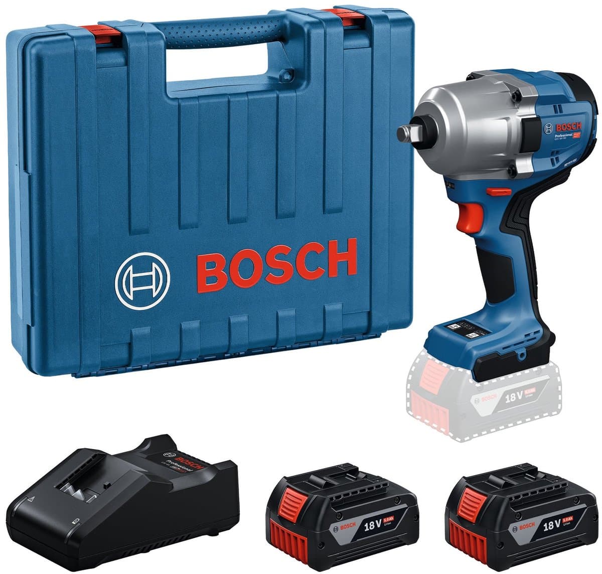 Bosch Professional GDS 18V-780 Accu slagmoersleutel 780Nm 1/2 frictiering 18V 5.0Ah in koffer - 06019P4021 - Afbeelding 1