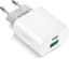 USB C, 20 W snellader, 2 poorten USB-voeding (PD20W/QC3.0) compatibel met iPhone 15/14, LG serie, Moto, Huawei, BlackBerry, Galaxy S20 S20+