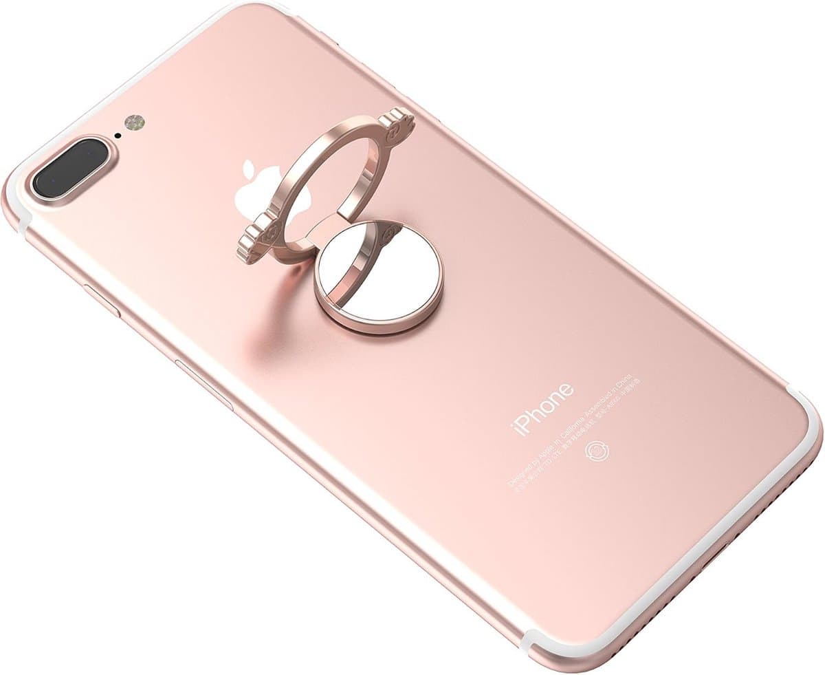 360° draaibare vingerhouder voor smartphone, case, vingerhouder, houder, mobiele telefoonhoes, ringhouder, standaard, tablet, compatibel met Apple iPhone, iPad, Samsung Galaxy 6, roségoud - Afbeelding 1
