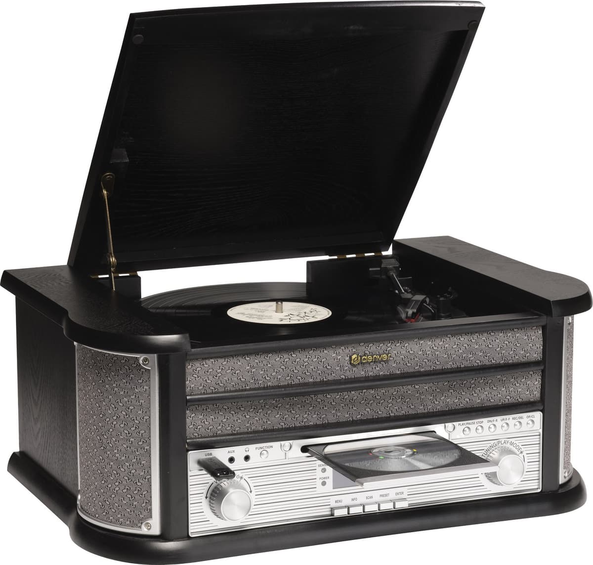 Denver Retro Platenspeler - Ingebouwde Speakers en Versterker - DAB Radio - Radio CD Speler - MRD51 - Hout - Afbeelding 1