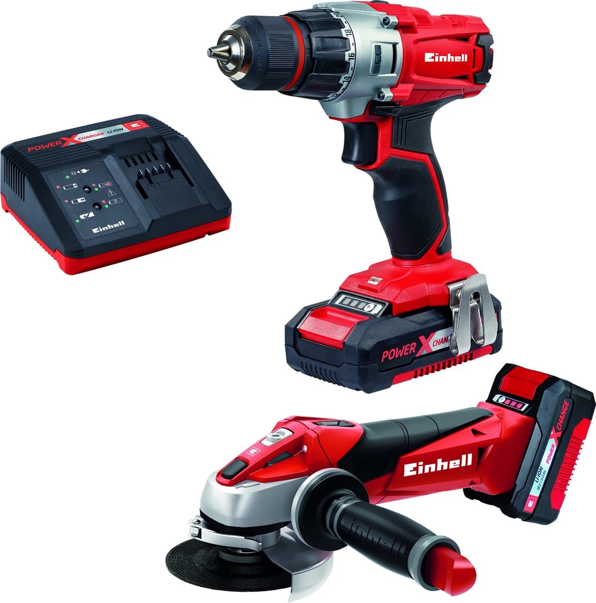 Einhell Accu Power Tool Kit TE-TK 18 Li Kit 18 V/1.5 Ah/3.0 Ah (Accu Boor-/Schroefmachine / Accu Haakse slijper) - Power X-Change - Afbeelding 1