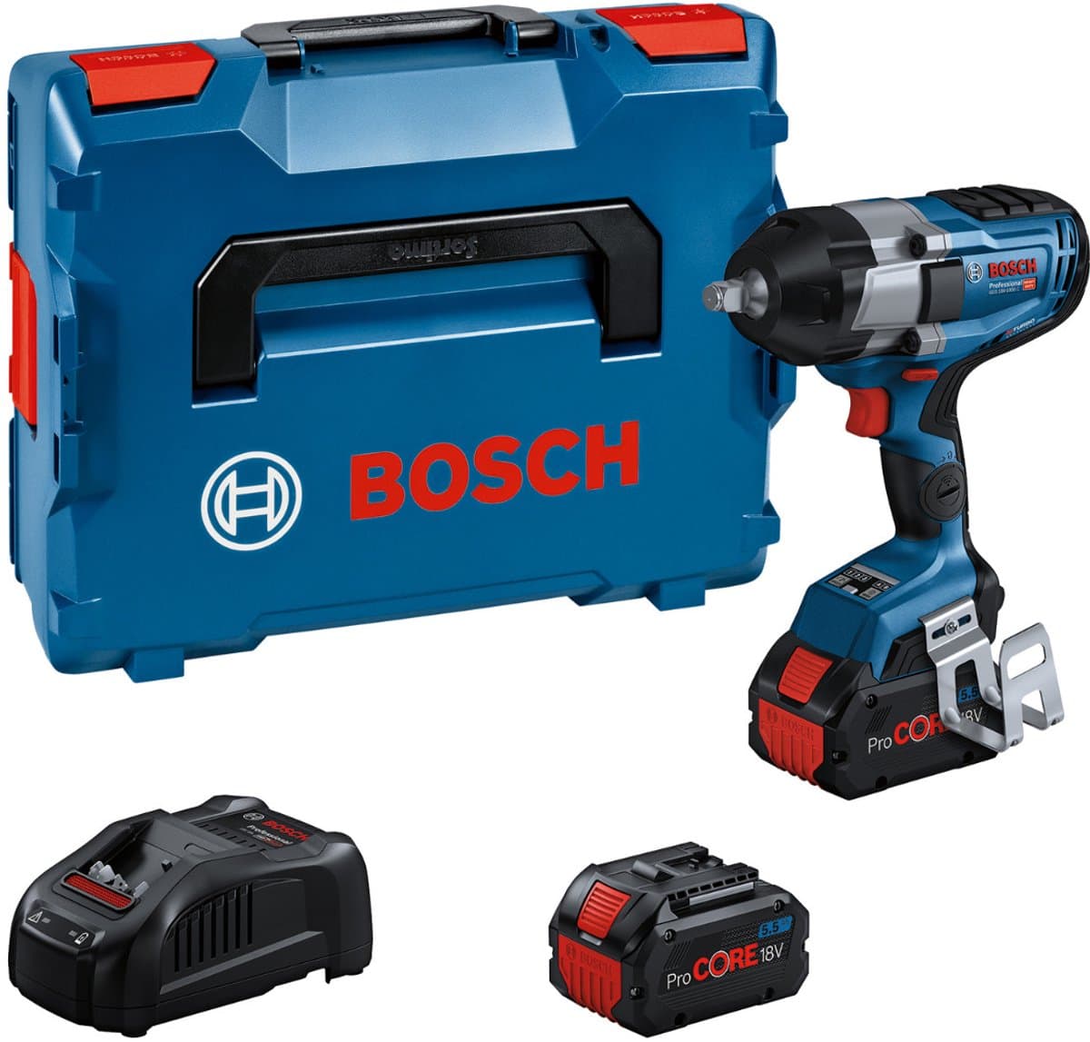 Bosch Professional GDS 18V-1000 Accuboormachine - BITURBO - Met 2x 18 V accu's (5.5 Ah) en lader - Incl. koffer - Afbeelding 1
