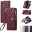 Telefoonhoes voor Samsung Galaxy Z Fold 7 met ritssluiting, Business PU lederen klaphoes voor Galaxy Z Fold 7, beschermhoes met kaartsleuf, standaard, rood