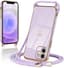Beschermhoes voor iPhone 12 Met Verstelbare Halsketting, Siliconen, Schattig Hartmotief, Schokbestendig, Koord (Paars)