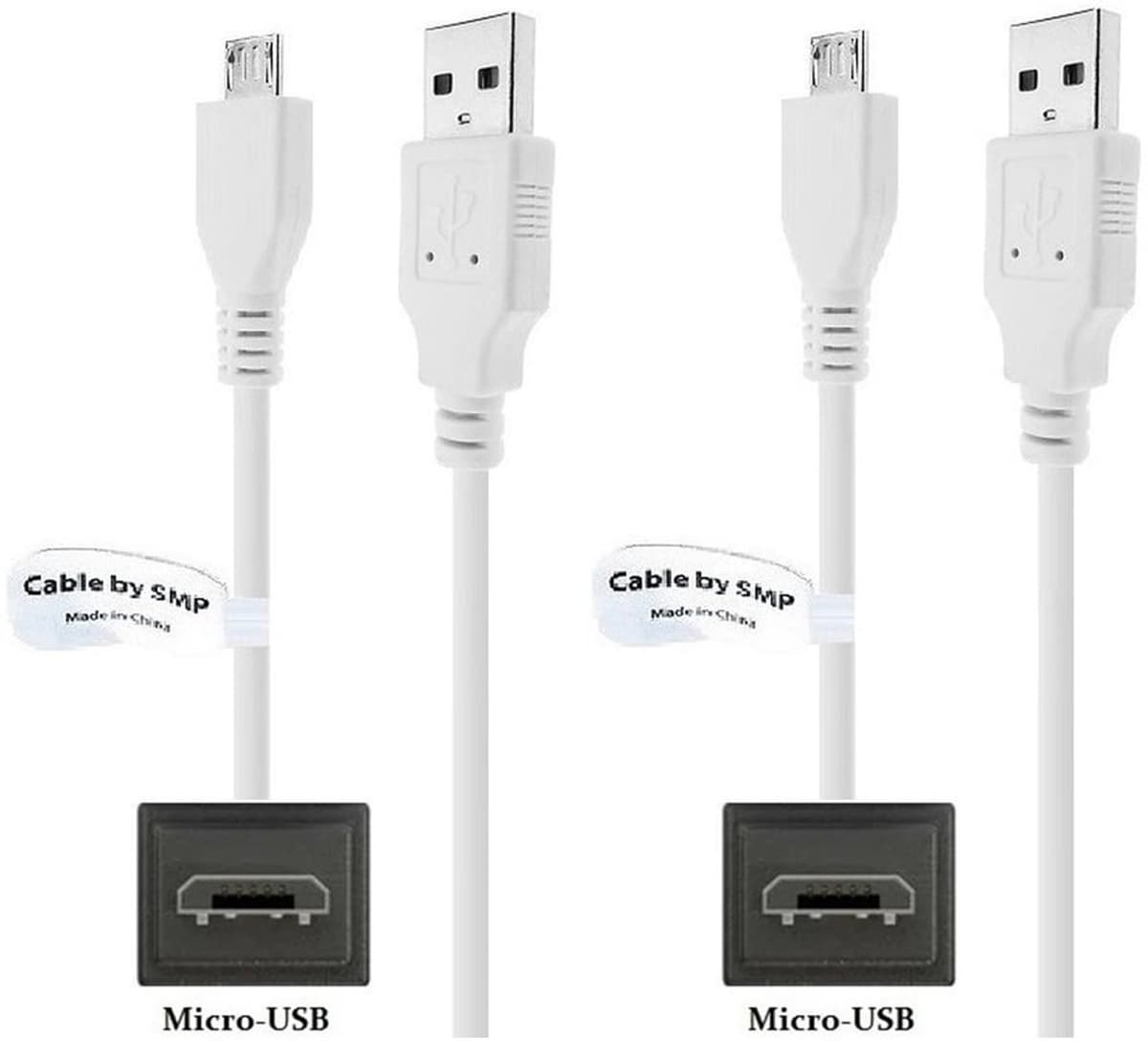 2 stuks OneOne 1,2m Micro USB kabel. Stevige laadkabel. Oplaadkabel snoer past op past op Nintendo console Classic Mini NES / Mini SNES. (alleen voor de Mini consoles) / Sony Playstation 4 controller / Xbox One controller - Afbeelding 1