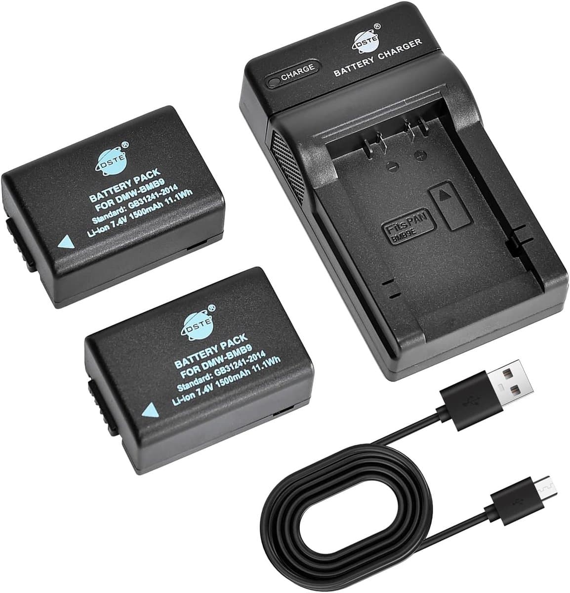 DSTE 2PCS DMW-BMB9 Battery and Charger Compatible with Panasonic Lumix DMC-FZ40 DMC-FZ45 DMC-FZ60 DMC-FZ62 DMC-FZ72 - ShopVlot - Afbeelding 1
