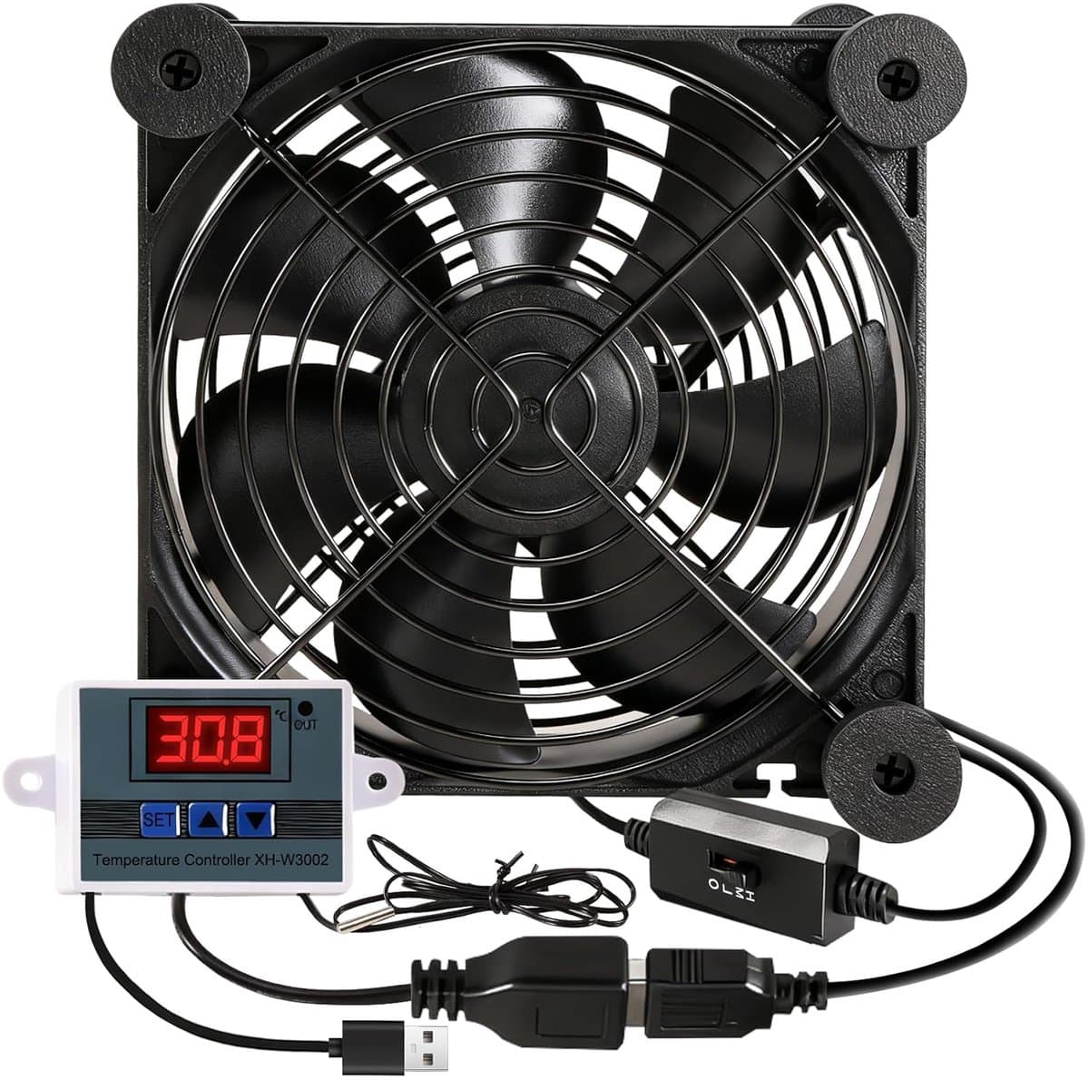 120 mm met digitale temperatuurregelaar, stille computerkoelventilator, dual kogellagers, behuizingsventilator, 3 instelbare ventilatoren voor CPU, laptop, PS5, router - Afbeelding 1