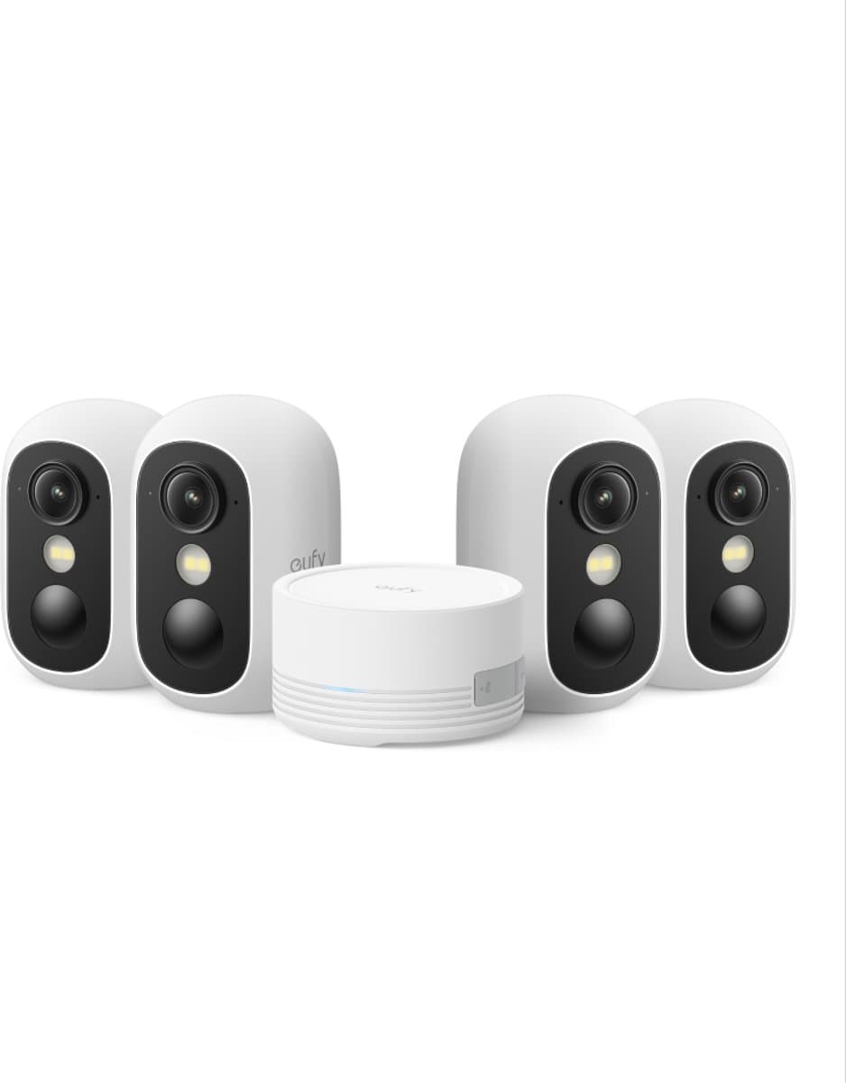 eufy Security eufyCam C35 4 - Cam Kit - Wit - Draadloze Beveiligingscamera Voor Buiten en Binnen - Magnetische Bevestiging - Kleurennachtzicht - Lokale Opslag - Geen Maandelijkse Kosten - IP67 - Gezichtsherkenning - Ondersteunt Zonnepaneel - Afbeelding 1
