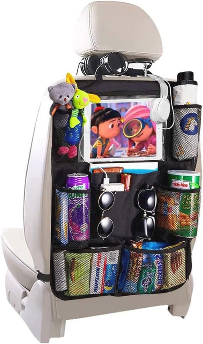 Auto-rugleuningbescherming voor Kinderen met iPad-houder en Opbergzakken - Afbeelding 1