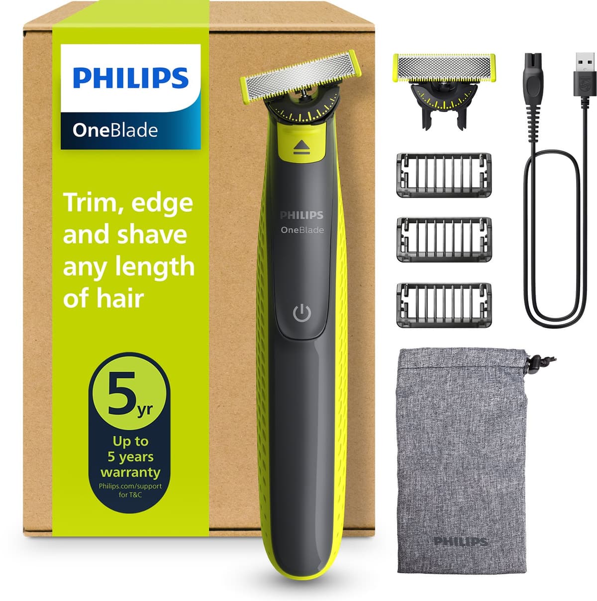 Philips OneBlade 360 voor het gezicht - Trimmer, scheerapparaat en styler in 1 - Met 3 trimkammen - QP2724/31 - Afbeelding 1