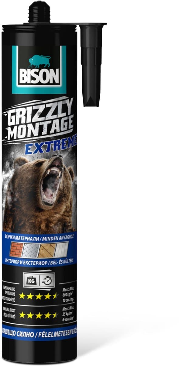 BISON Grizzly Montagekit 440 g - Extra Sterke Montagekit - High Tack Montage Lijm - Universele Constructielijm - Oplosmiddelvrij - Wit - Cartridge [B27449] - Afbeelding 1