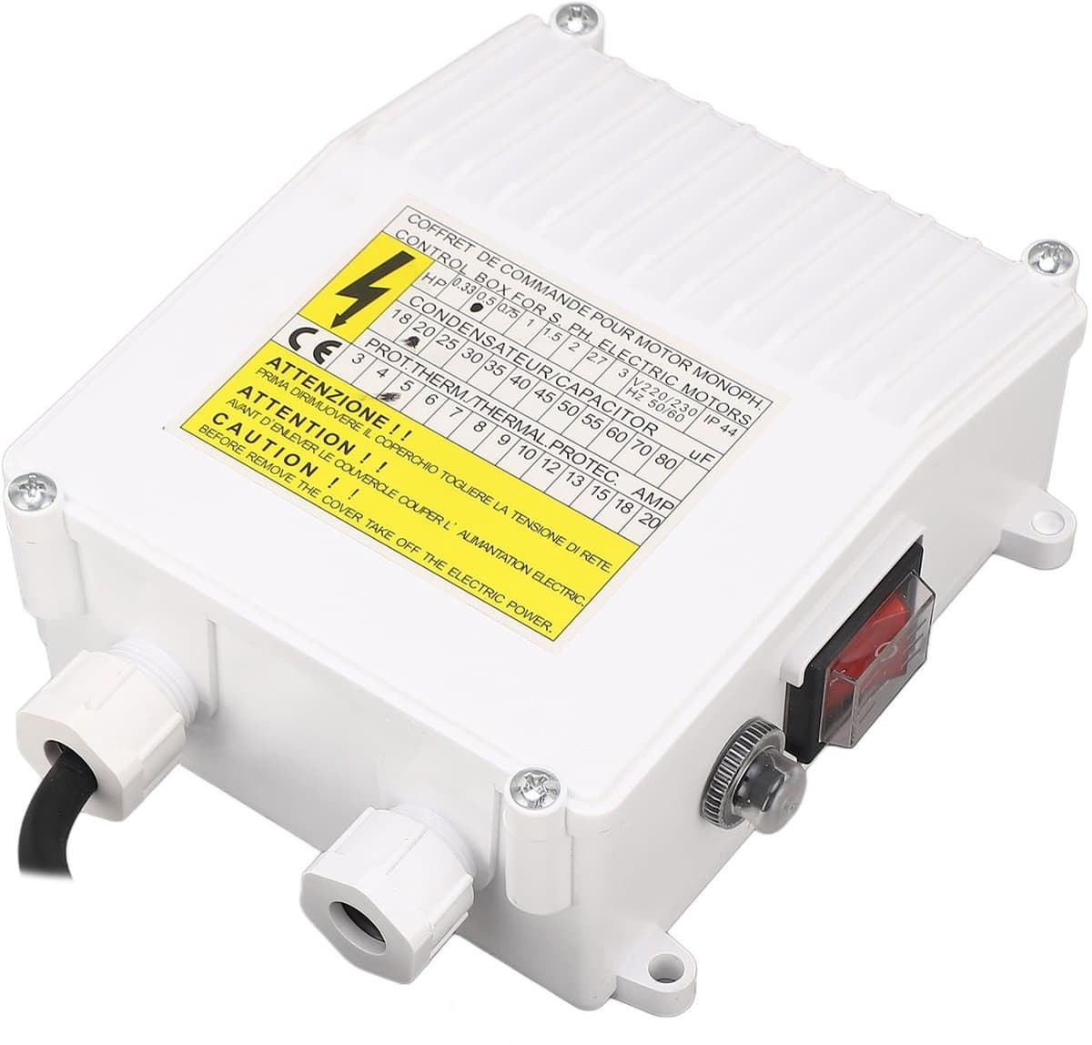 Pump Switch Controller, 370W 0.5HP Well Pump Control Box ABS Housing Submersible Pump Accessories for Household (EU Plug 220V)