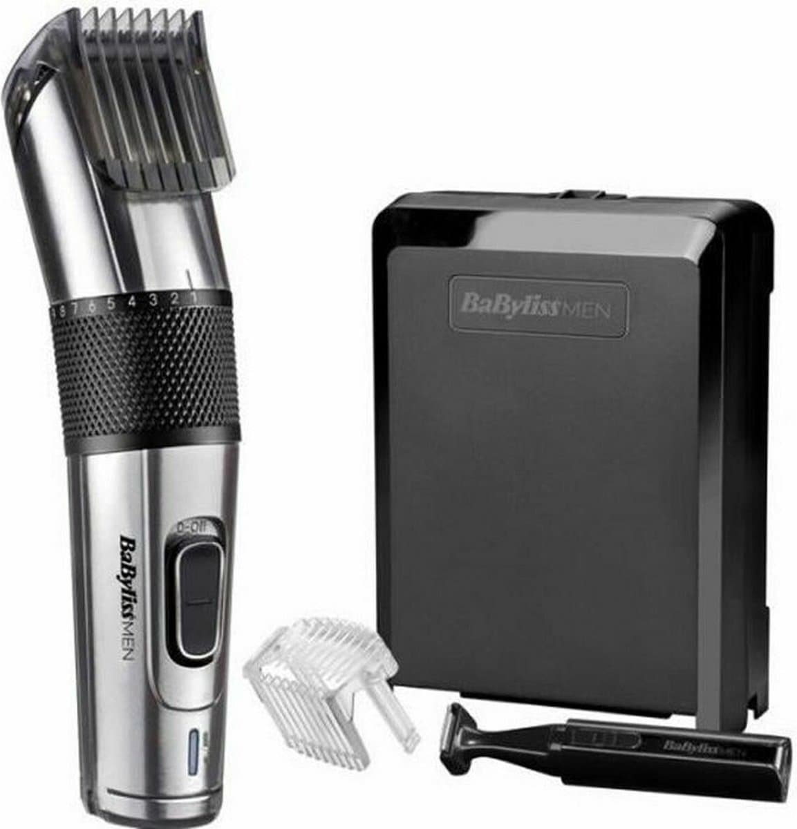 BaByliss Carbon Steel Tondeuse - Carbon stalen messen - Incl. precisietrimmer (op batterij) - Uitschuifbare opzetkam 1-25mm - E977E - Afbeelding 1