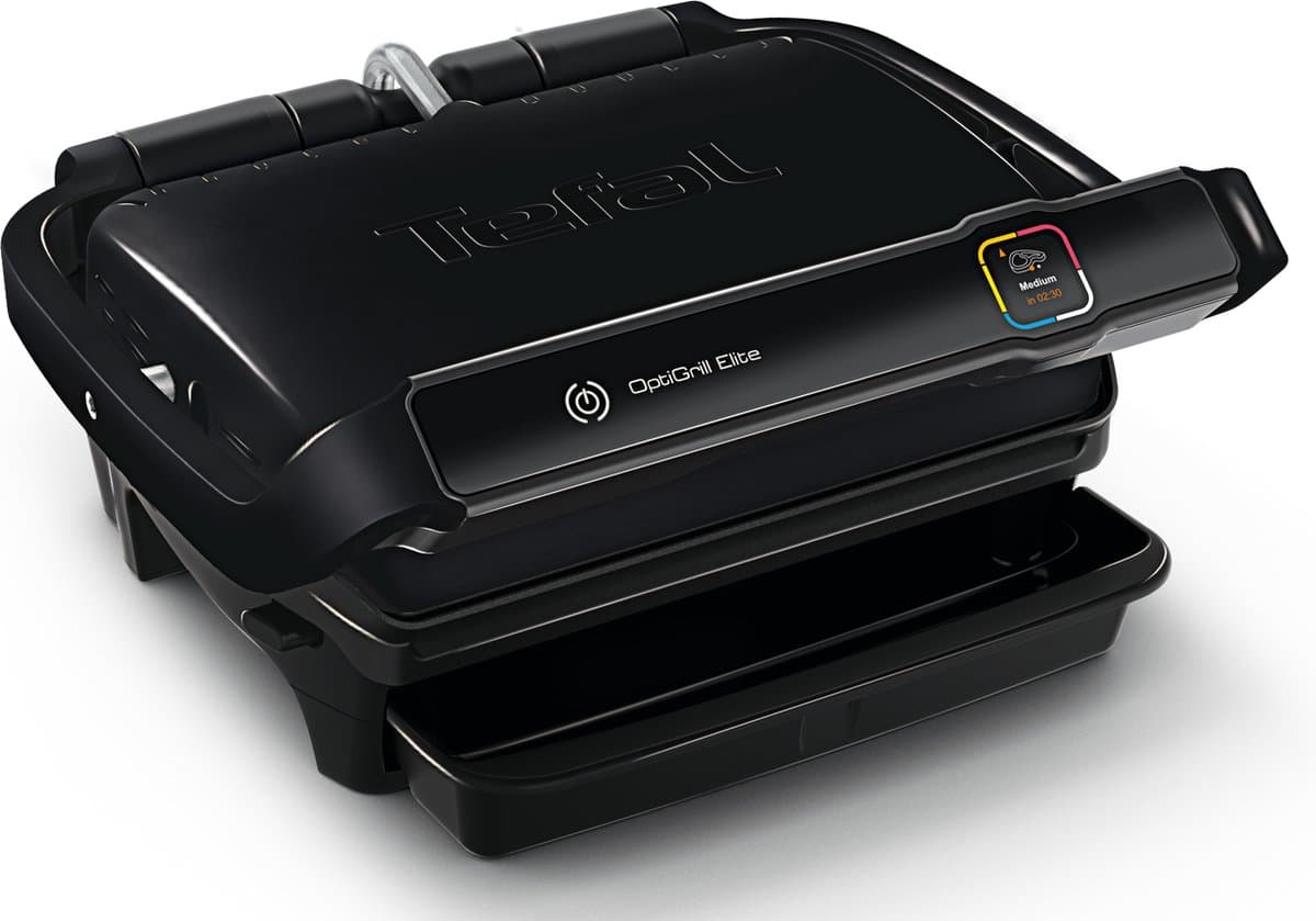 Tefal OptiGrill Elite GC7508 - Intelligente Contactgrill - 12 Automatische Programma's voor vlees, vis, groenten etc. - Digitale grillassistent - Gaarheidsindicator - Boostfunctie voor grillstrepen - 2000W - Zwart - Afbeelding 1