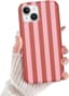 Zomer telefoonhoes voor iPhone 14 / iPhone 13 6,1 inch (15,5 cm), esthetische zomer koraal koraal gestreept patroon design meisjes beschermhoes stootvast kleurrijk silicone