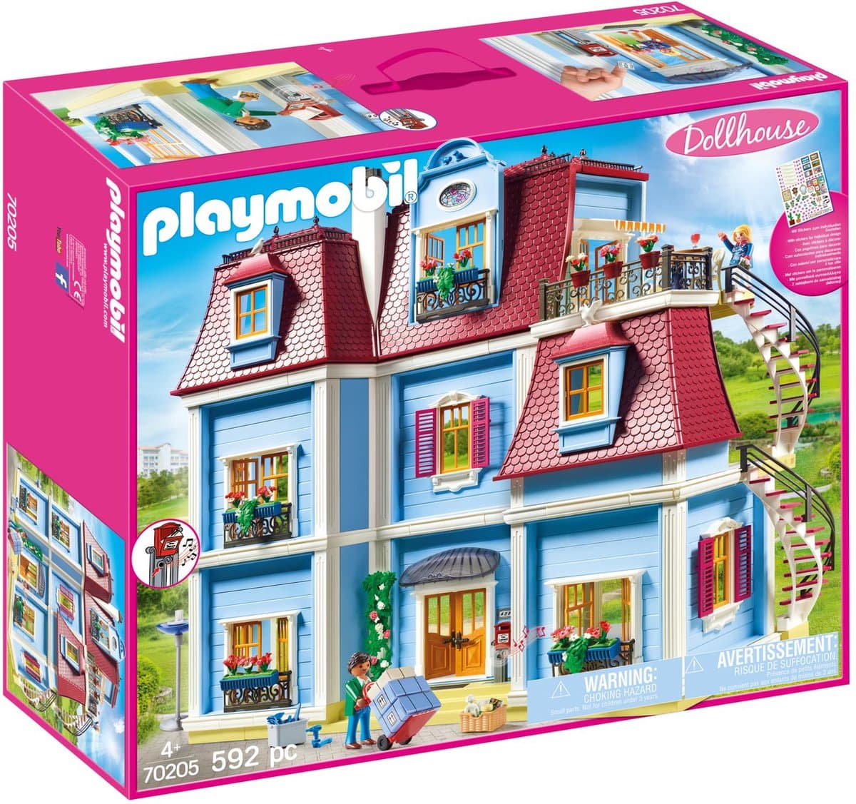 PLAYMOBIL Dollhouse - Groot herenhuis - Met dakterras, wenteltrappen, werkende deurbel en brievenbus om te openen - 70205 - Afbeelding 1