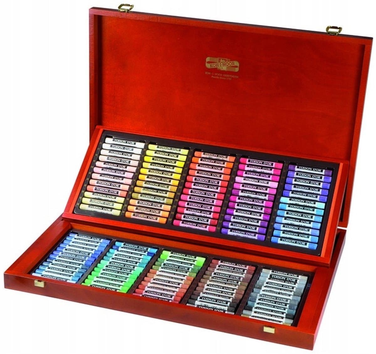 Koh-I-Noor Toison D'Or droge pastels 120 kleuren houten koffer - Afbeelding 1