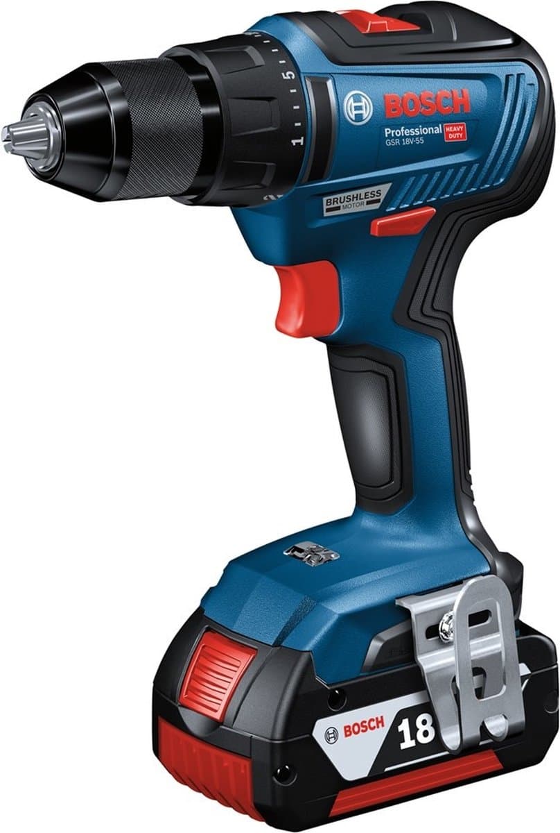 Bosch Professional GSR 18V-55 Accu Schroefboormachine 18V 4.0Ah in L-Boxx - 06019H5200 - Afbeelding 1