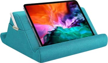Tablet Pillow Holder Multi-Angle Stand Up to 12.9" - Xmas Gift eReader - iPad Air 5 10.9 iPad 9 iPad 10.2 - 2022 iPad Pro 11/12.9 - Tab S6/S7 Sea Blue