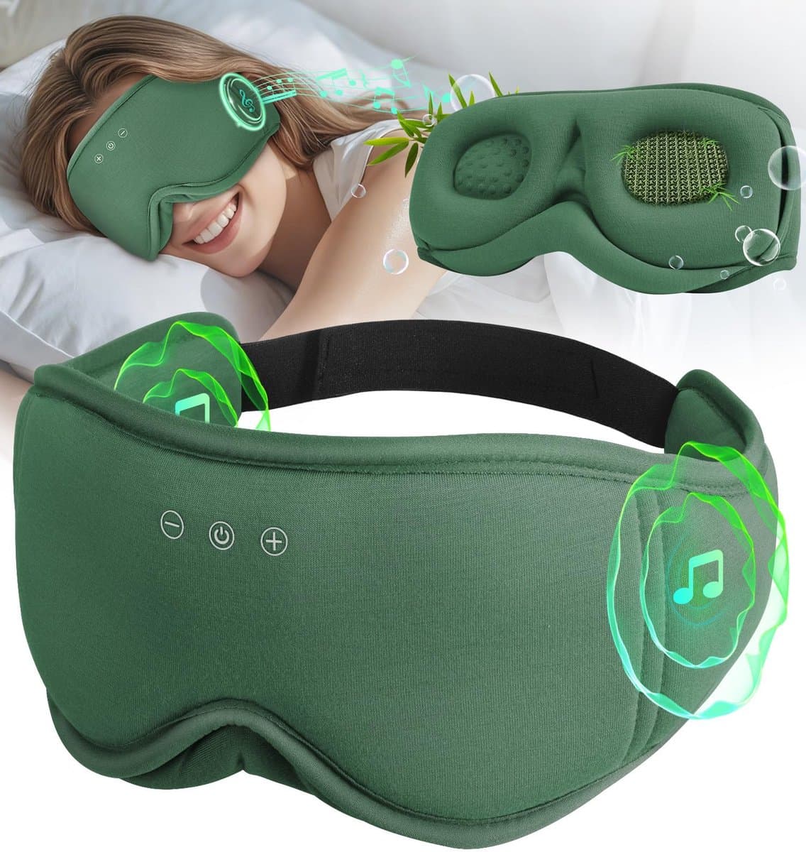Slaapmasker met koptelefoon - Bluetooth - 100% Lichtdicht - Zacht - Afbeelding 1