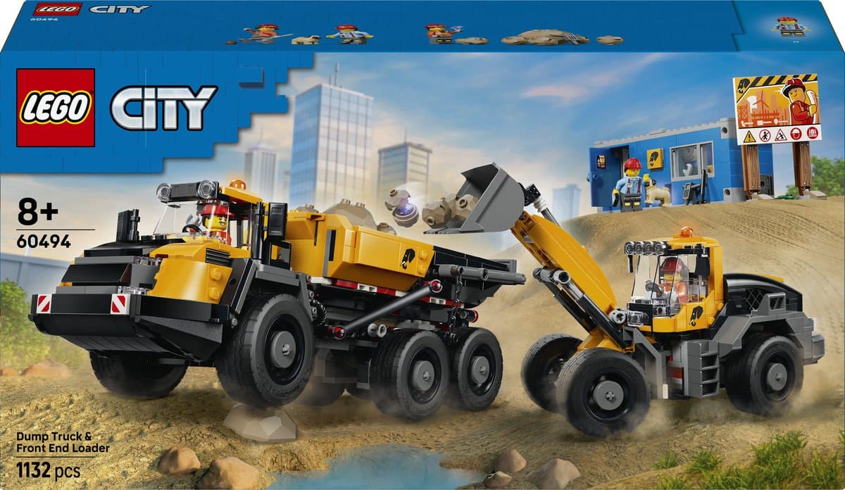 LEGO City Kiepwagen en Voorlader Voertuig Speelgoed voor Kinderen 60494 - Afbeelding 1
