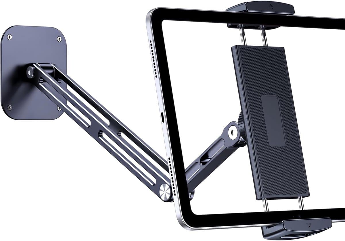 Version Tablet Wall Mount Holder, 15" Aluminium Wall Mount for iPad met 360° verstelbare roterende basis voor iPad Pro Air Mini, Galaxy Tab, alle 4,7-13" telefoons en tablets (lange - Afbeelding 1
